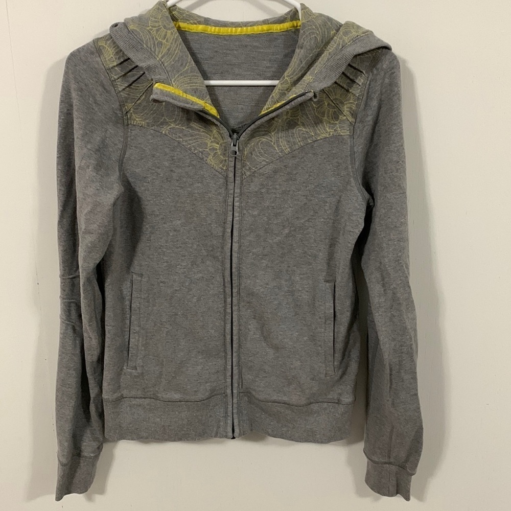 Lululemon Hooded Sweatshirt gray & yellow Sz S good condition see measurements
